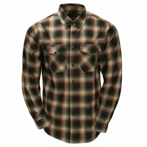 DIXXON Flannel Moreno Mens 2X Snap Button Down Black Brown Limited Rare EUC - Picture 1 of 16